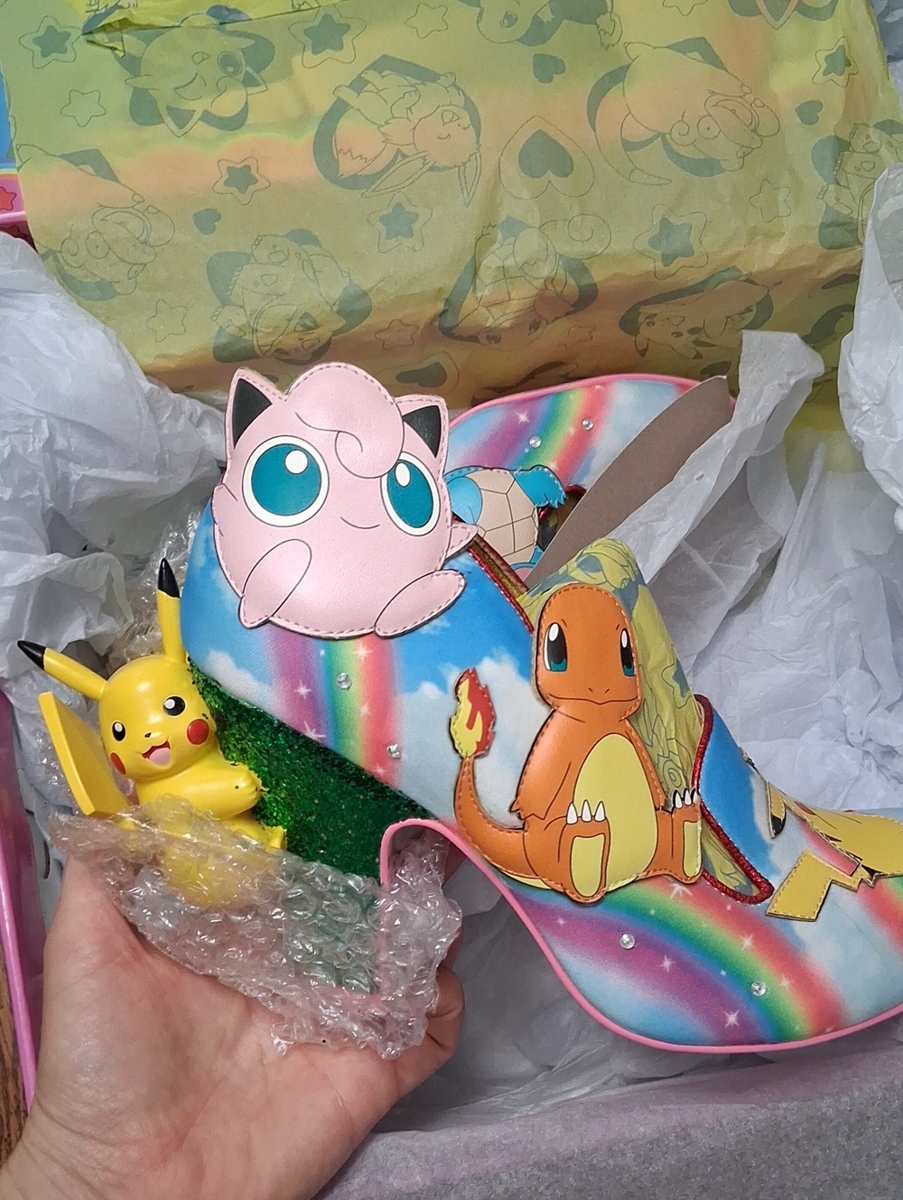 New POKEMON PARTY Rainbow Pikachu Heels - Irregular Choice Size 41, US 11
